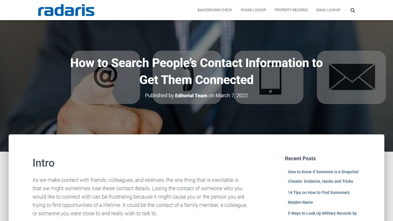 How to Find a Person's Contact Information for Free? - Radaris